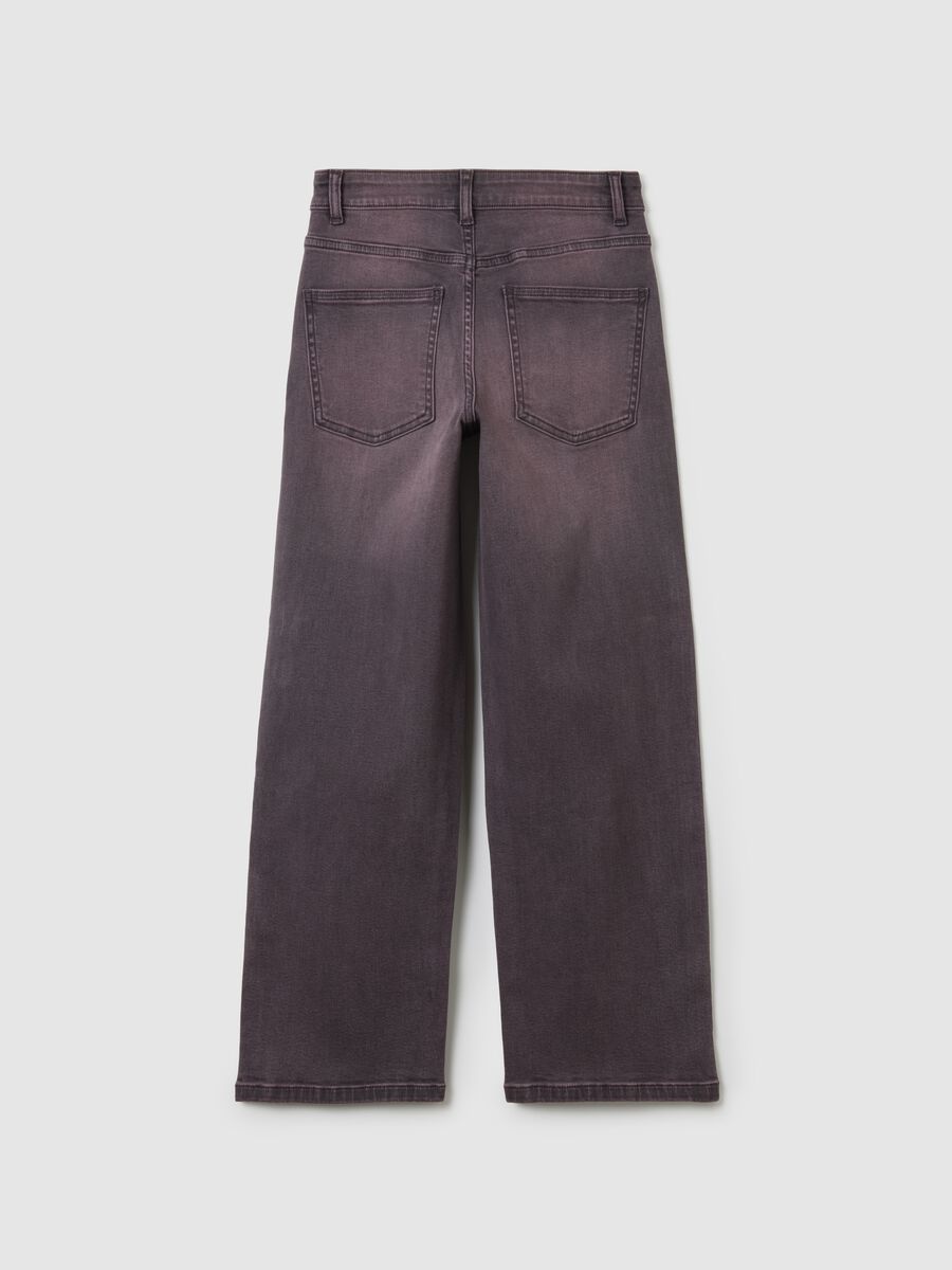 Jeans skater da ragazza in cotone elasticizzato viola_1