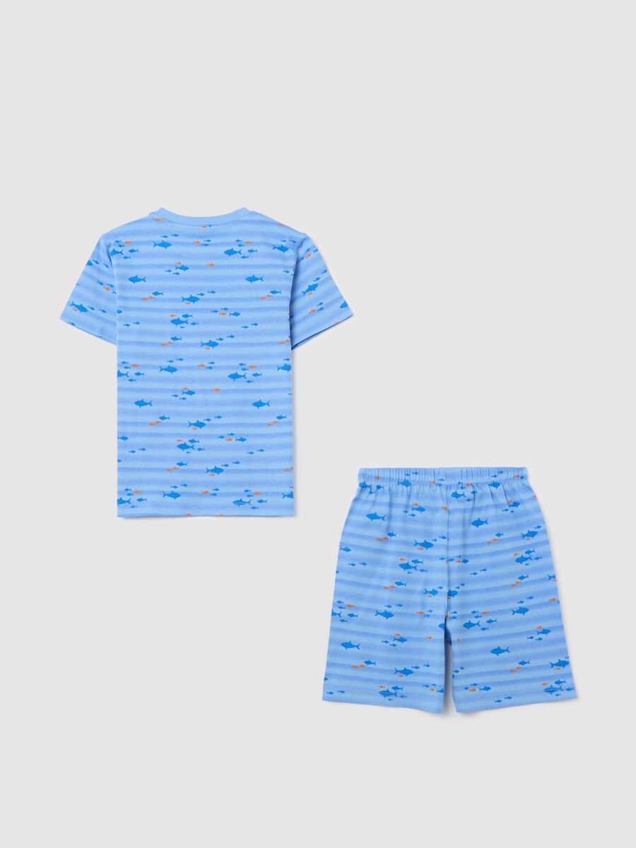 Light blue cotton pyjamas with fish print_1