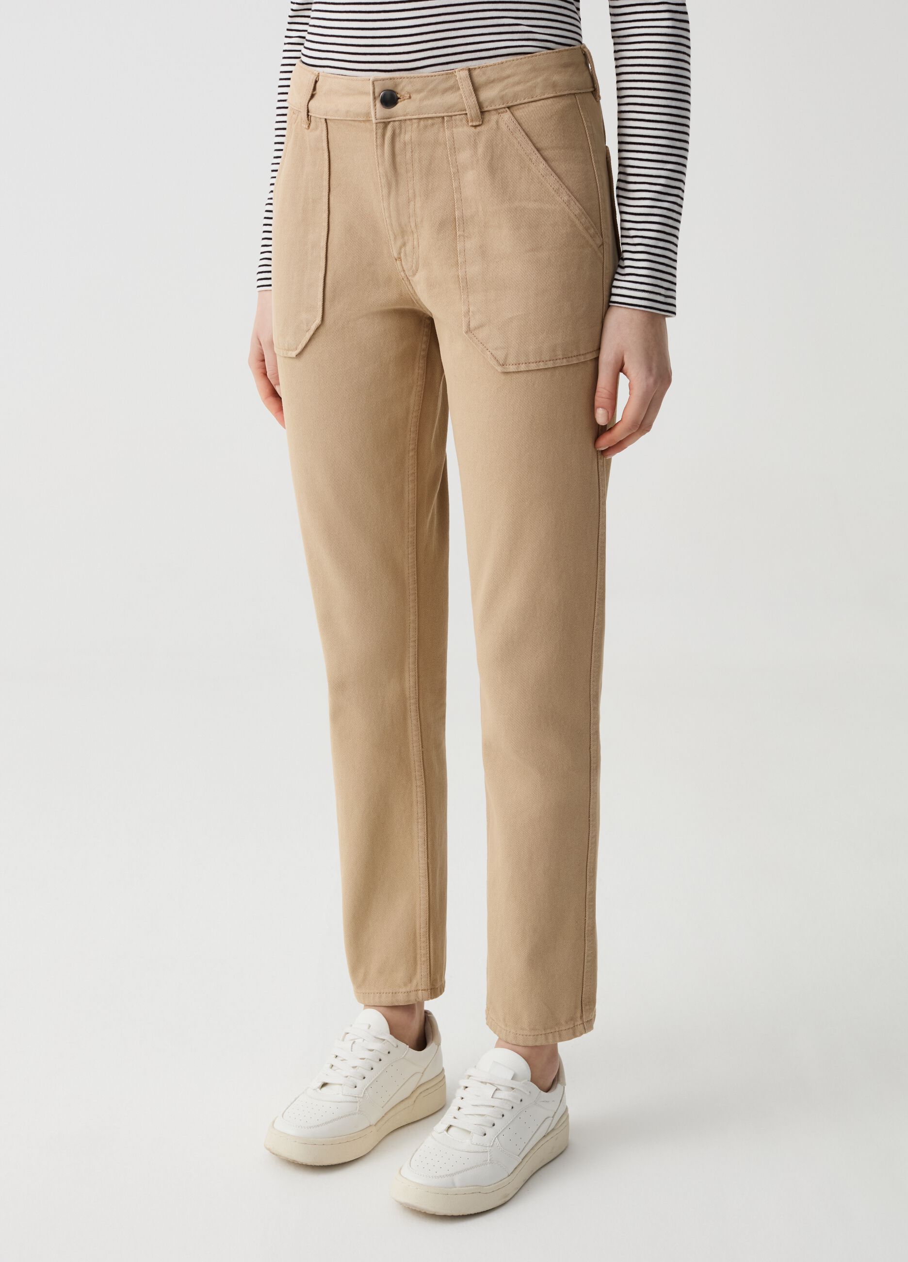 Pantaloni straight fit in cotone