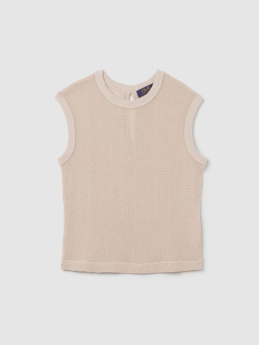 Beige Cotton Knit Tank Top by Ovs_4