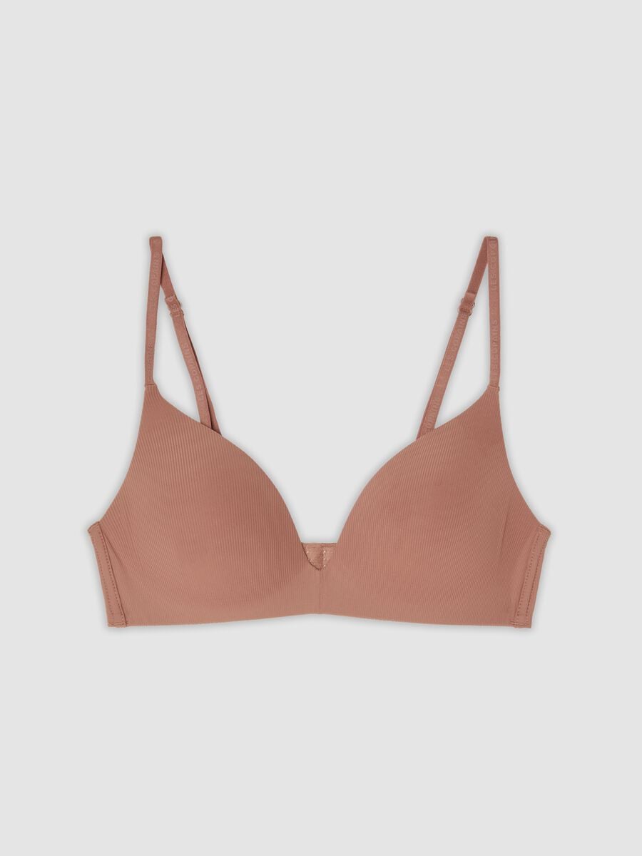 Pink padded stretch microfibre bra_0