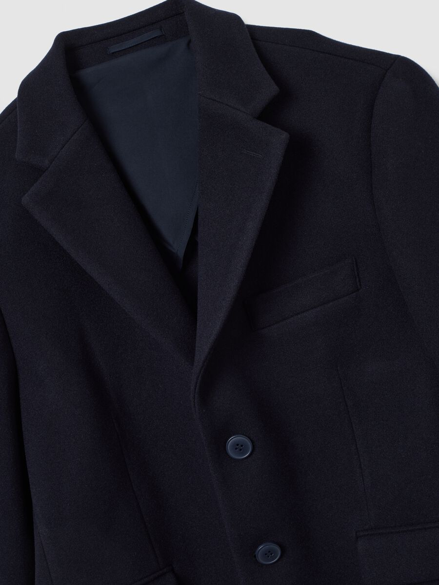 Blue Regular Fit Coat with Buttons_6