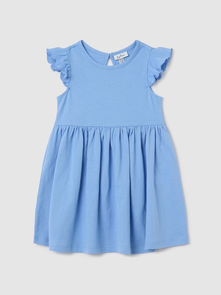 Blue Fagottino Summer Dress with Ruffled Sleeves_0