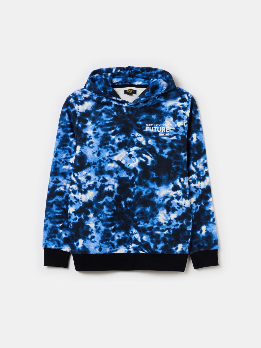 Tie-dye cotton sweatshirt with hood_0