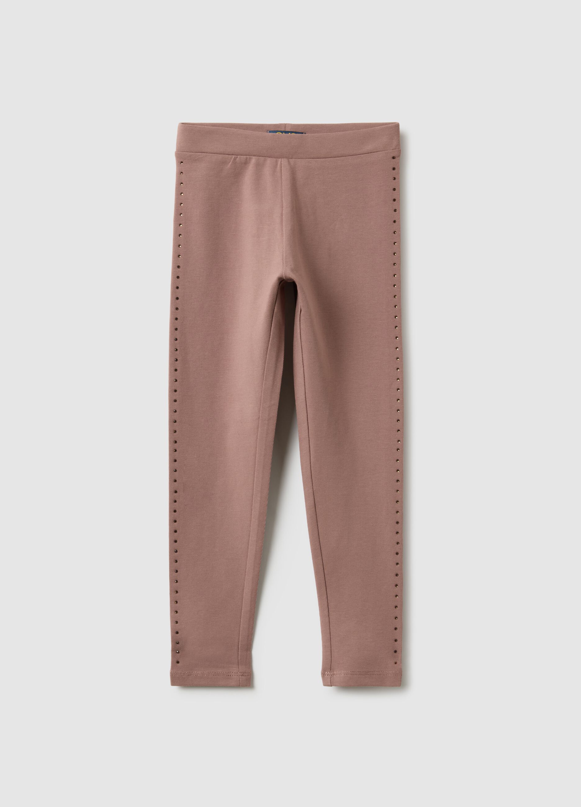 Girls' brown stretchy cotton skinny fit leggings