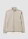 Beige cotton blend zip-up sweatshirt with regular fit_4