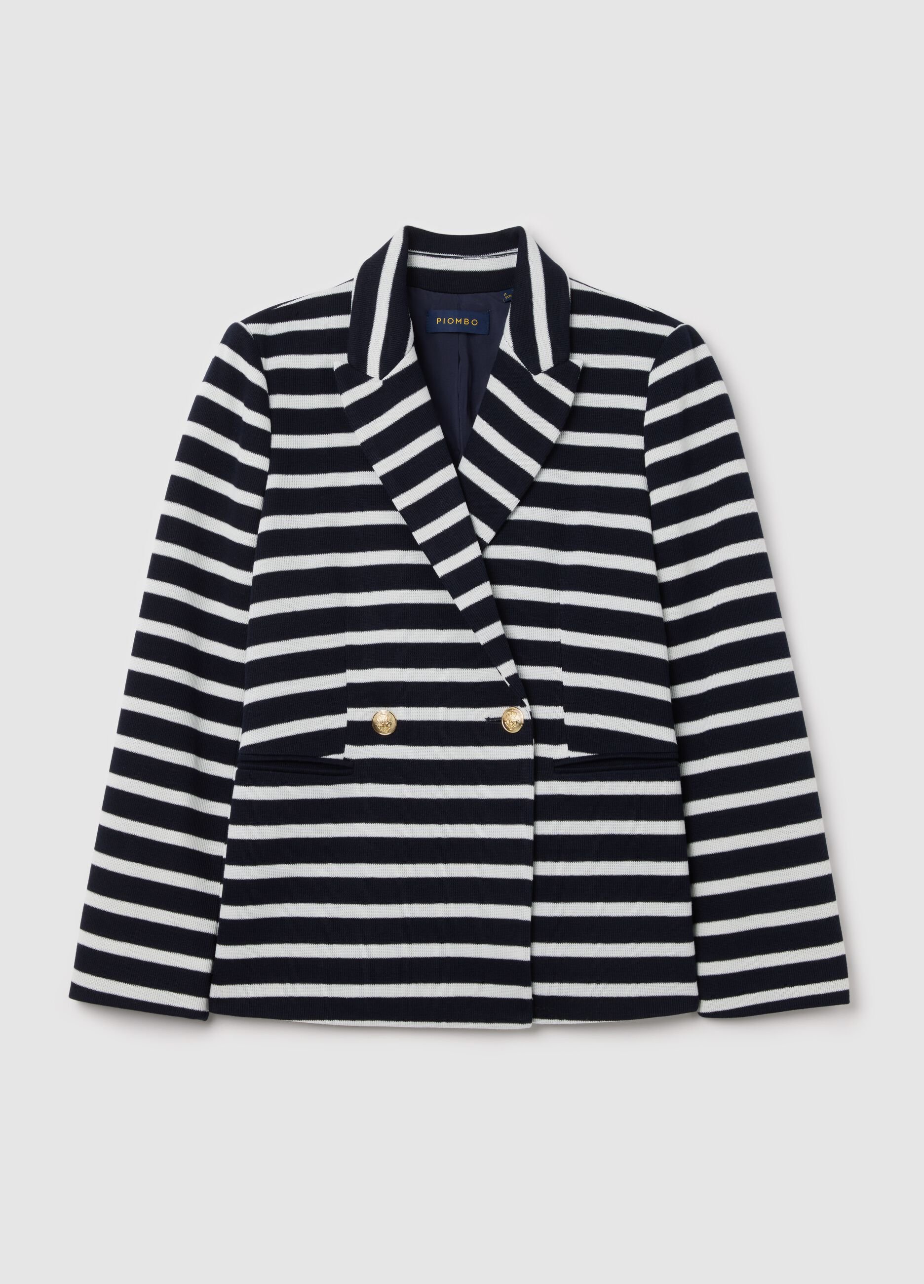 Blazer doppiopetto in maglia con bottoni dorati