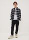 Jogger denim nero in cotone elasticizzato con vita elastica per ragazzo_1