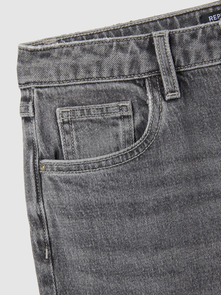 Grey flared stretch cotton jeans_5