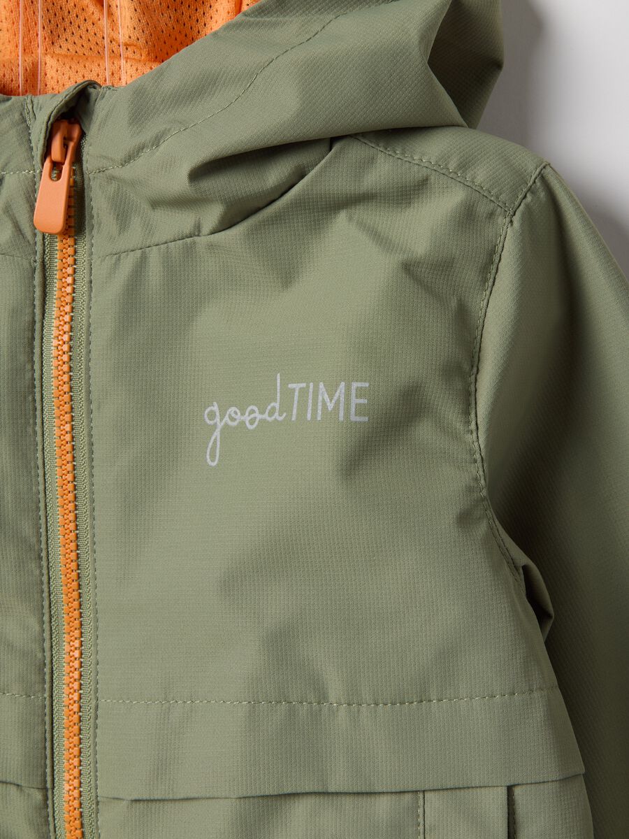 Green children's regular fit jacket with full zip and hood_2