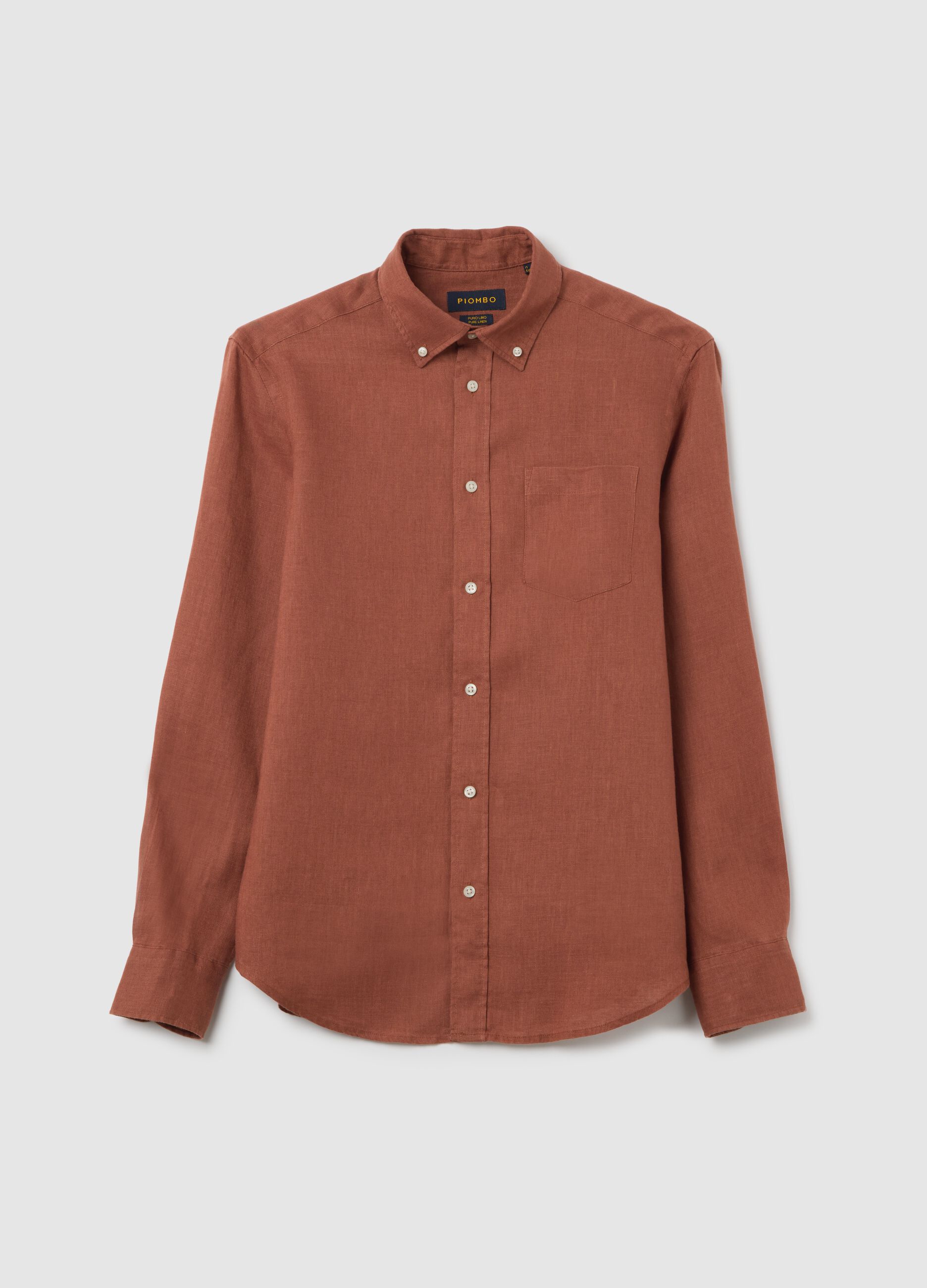 Regular Brown Linen Shirt