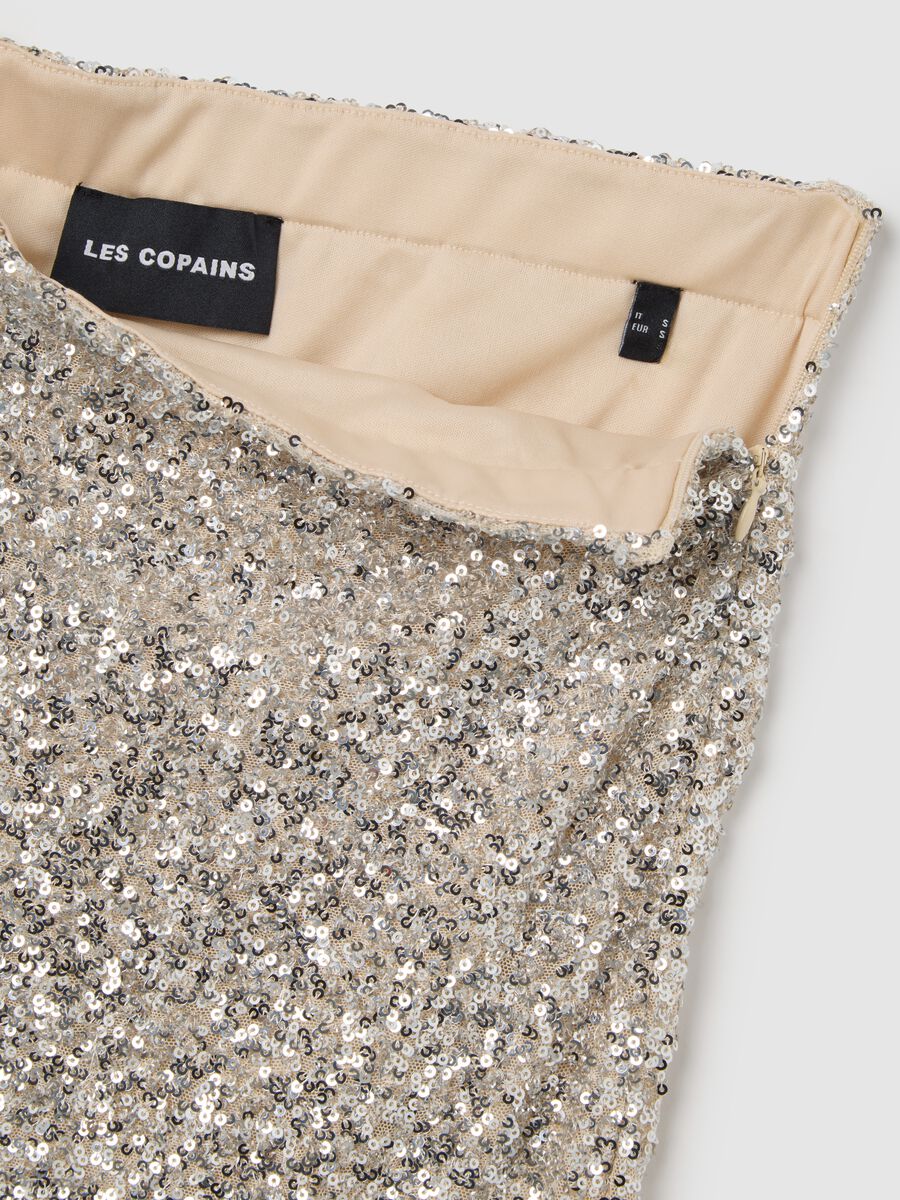 Beige Miniskirt with Sequins_5