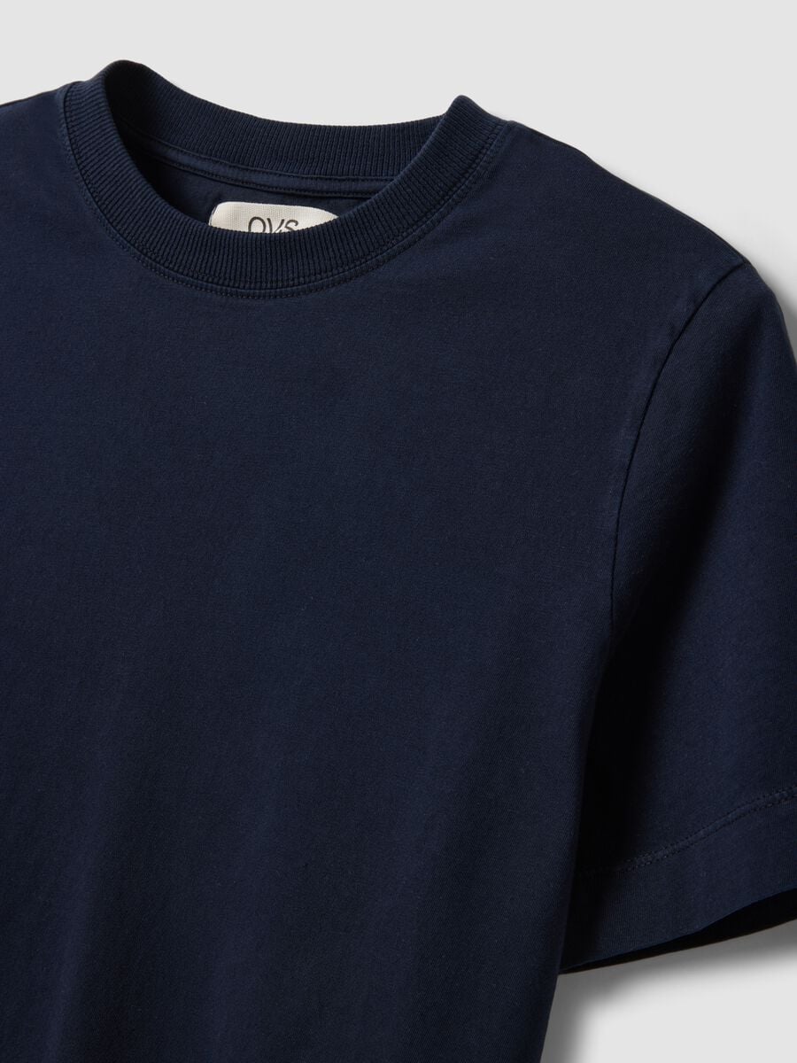 T-shirt blu a maniche corte in puro cotone regular fit_5