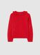 Girls' red regular fit cardigan with decorated round neck_1