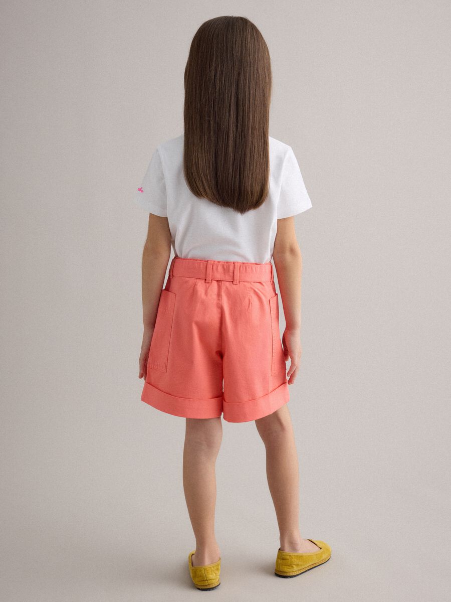 Shorts in cotone elasticizzato rosa da bambina regular fit_2