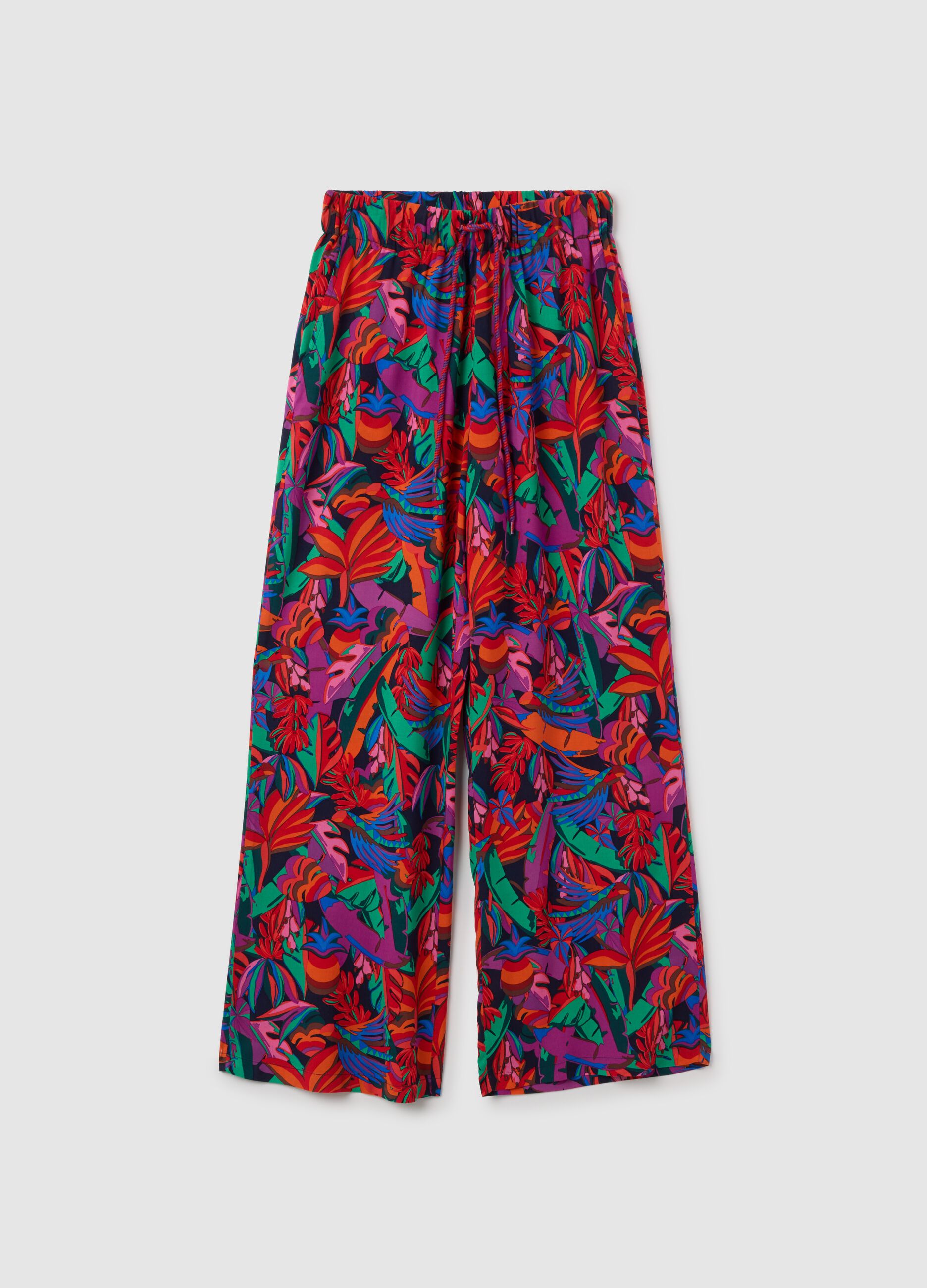 Women's Multicolour Viscose Trousers - Regular Fit
