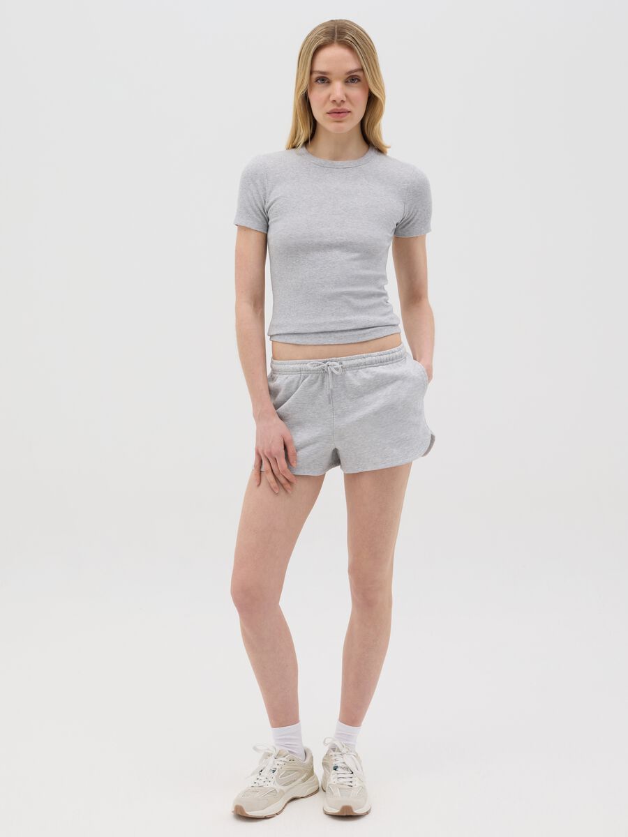 Grey short sleeve stretch cotton T-shirt_1