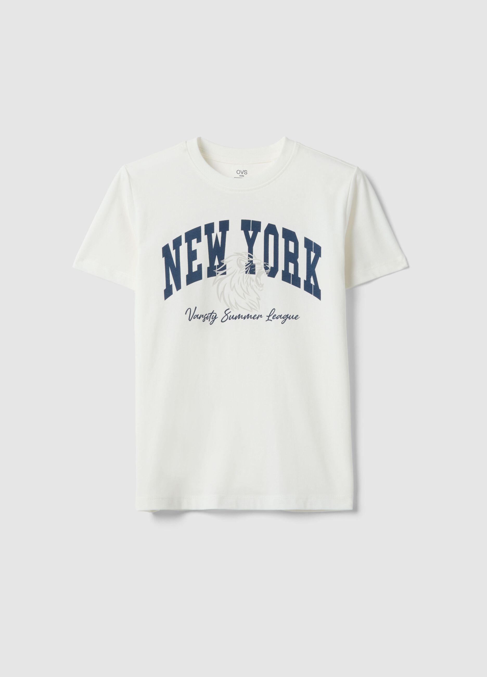 Boy's regular fit pure white cotton T-shirt with print