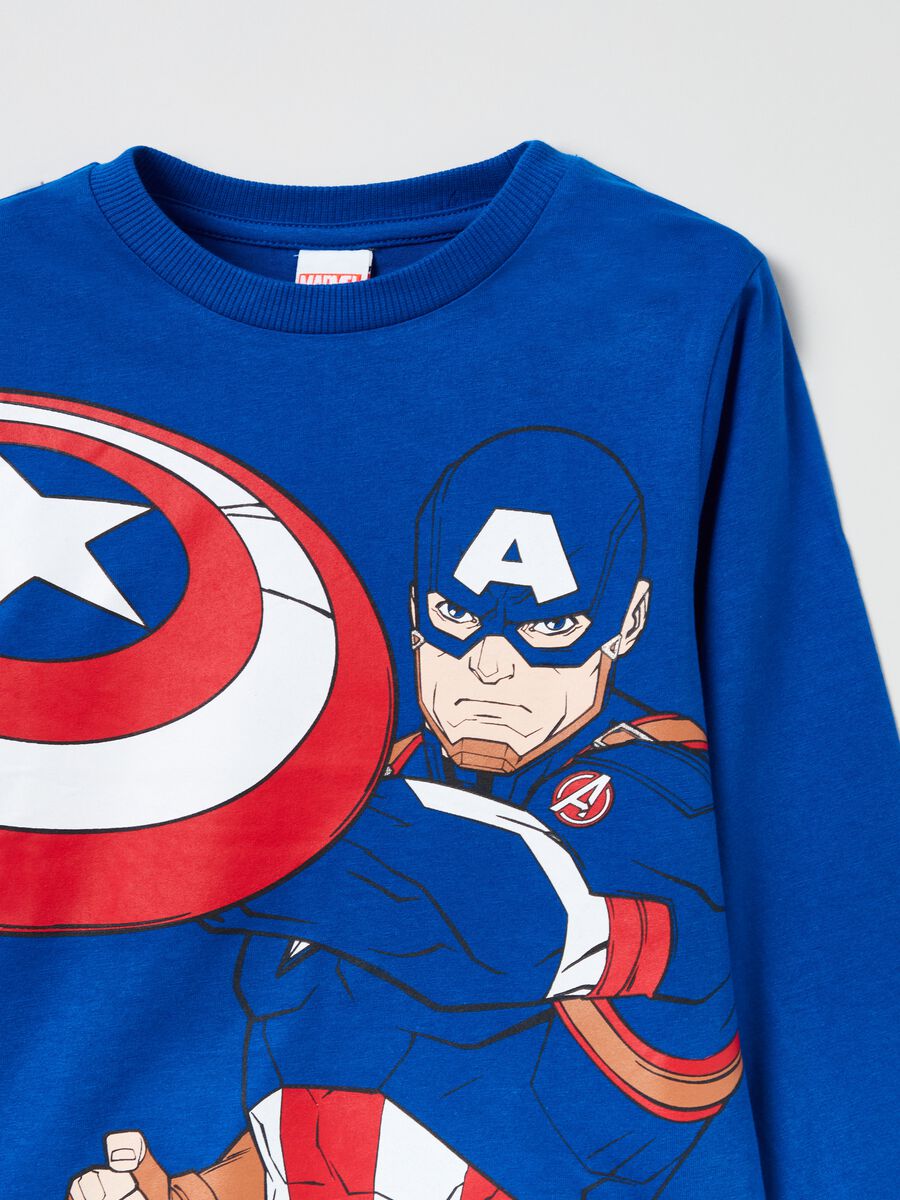 T-shirt a maniche lunghe stampa Captain America _2