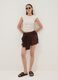 Brown viscose-linen blend shorts with elasticated waist, regular fit_0