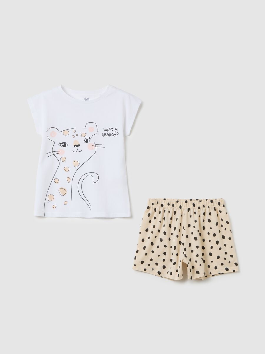 Girls' pure white cotton pyjama set regular fit_0
