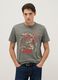 Grey pure cotton regular fit T-shirt with graphic_0