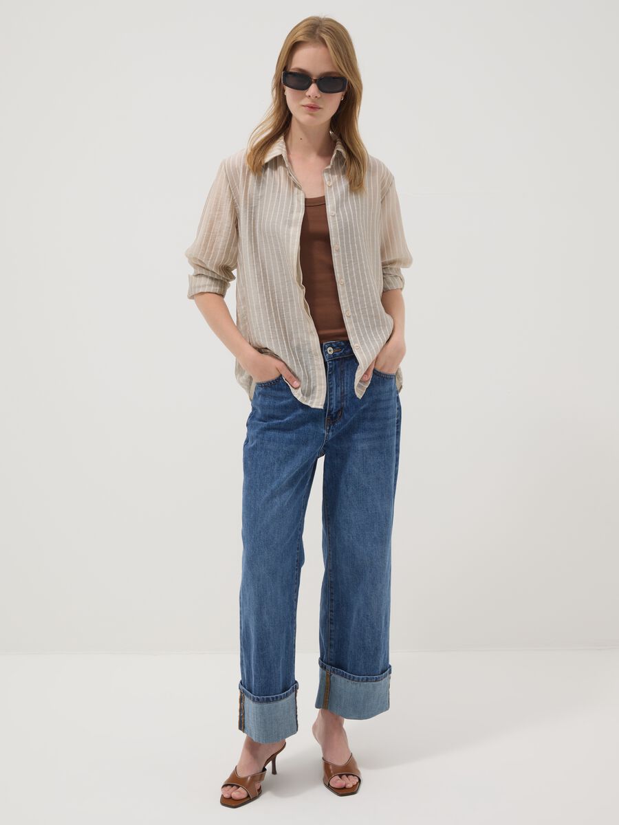 Beige striped lyocell-blend shirt_2