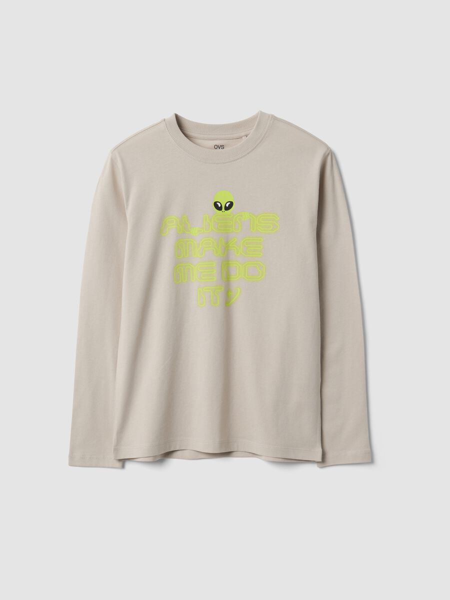 T-shirt grigia in puro cotone organico con stampa per ragazzo_3