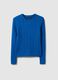 Blue sweater in pure cotton regular fit with cable knit_0