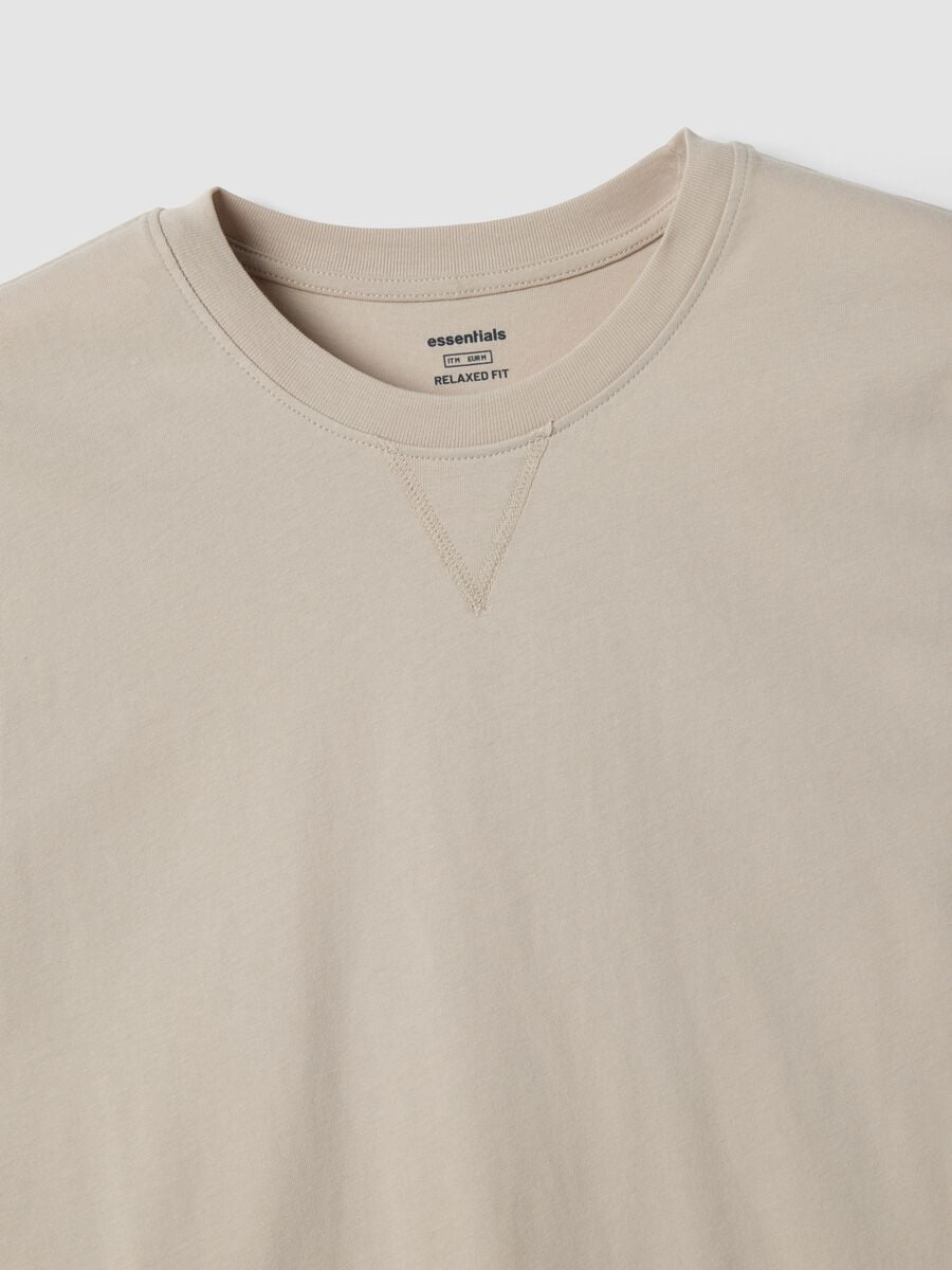 Grey crew-neck pure cotton vest, relaxed fit_5