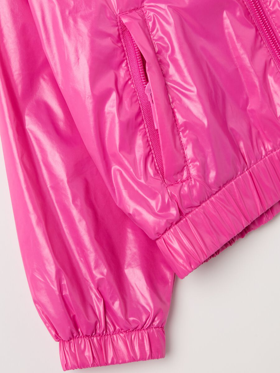 Shiny waterproof jacket with hood_3