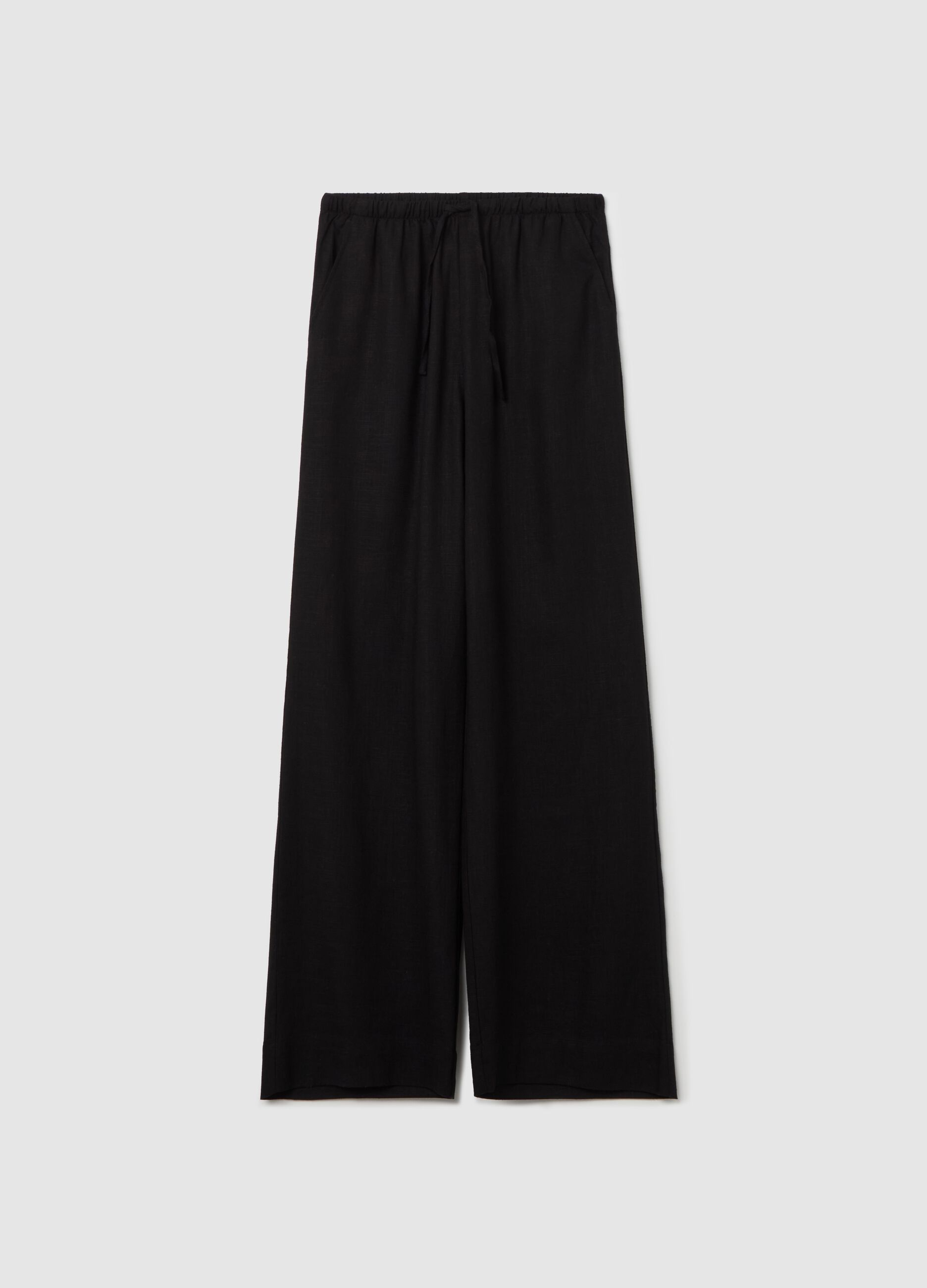 Relaxed-fit trousers in viscose and linen