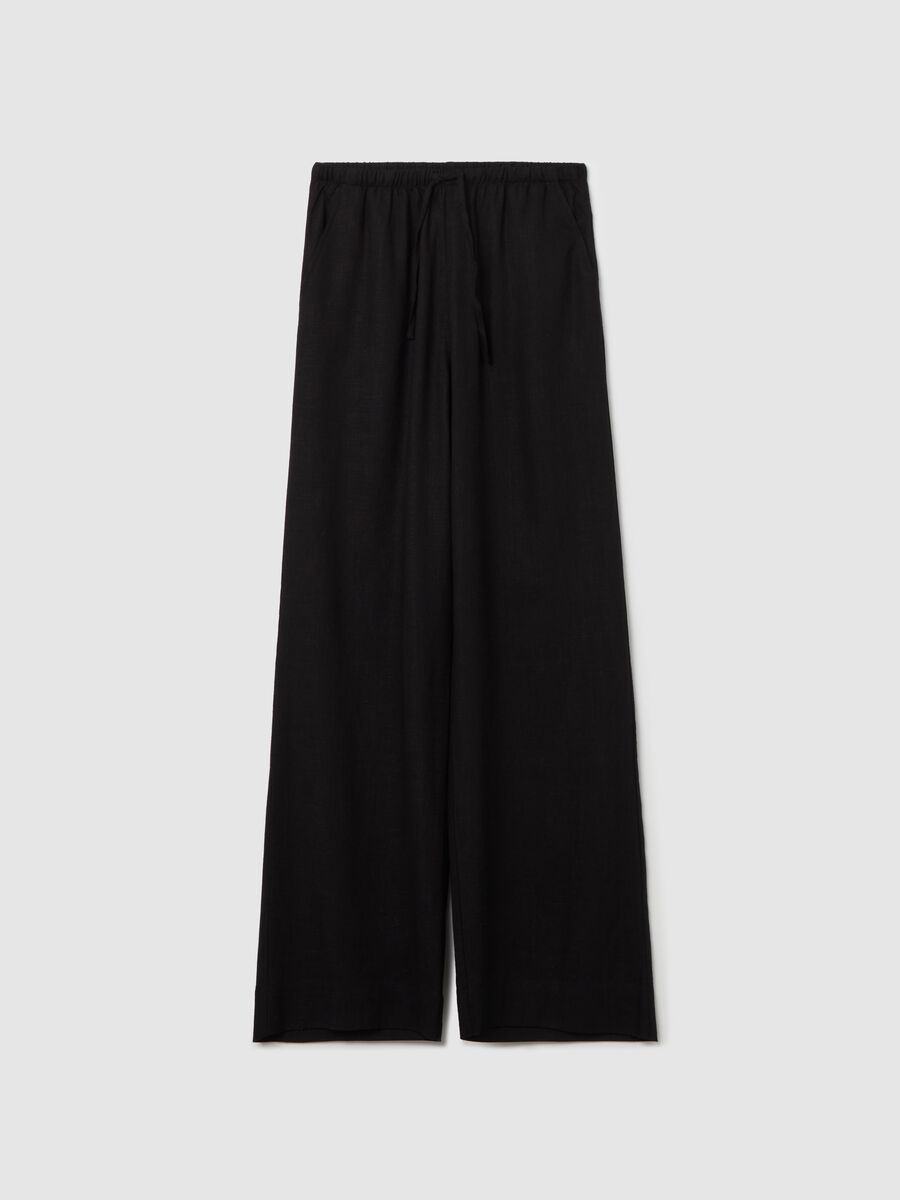 Relaxed-fit trousers in viscose and linen_4