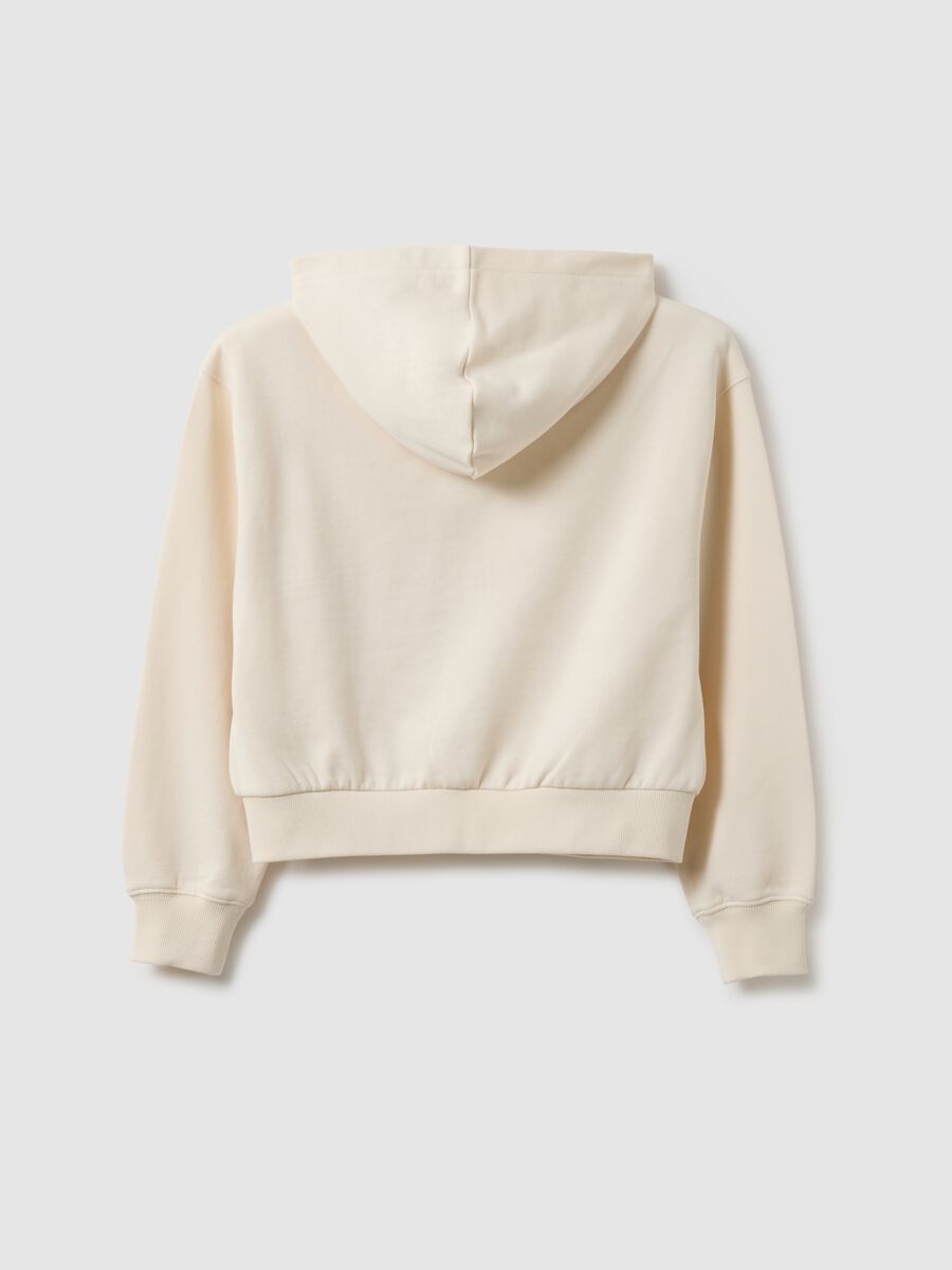 Felpa per ragazza in puro cotone beige relaxed fit con cappuccio_4