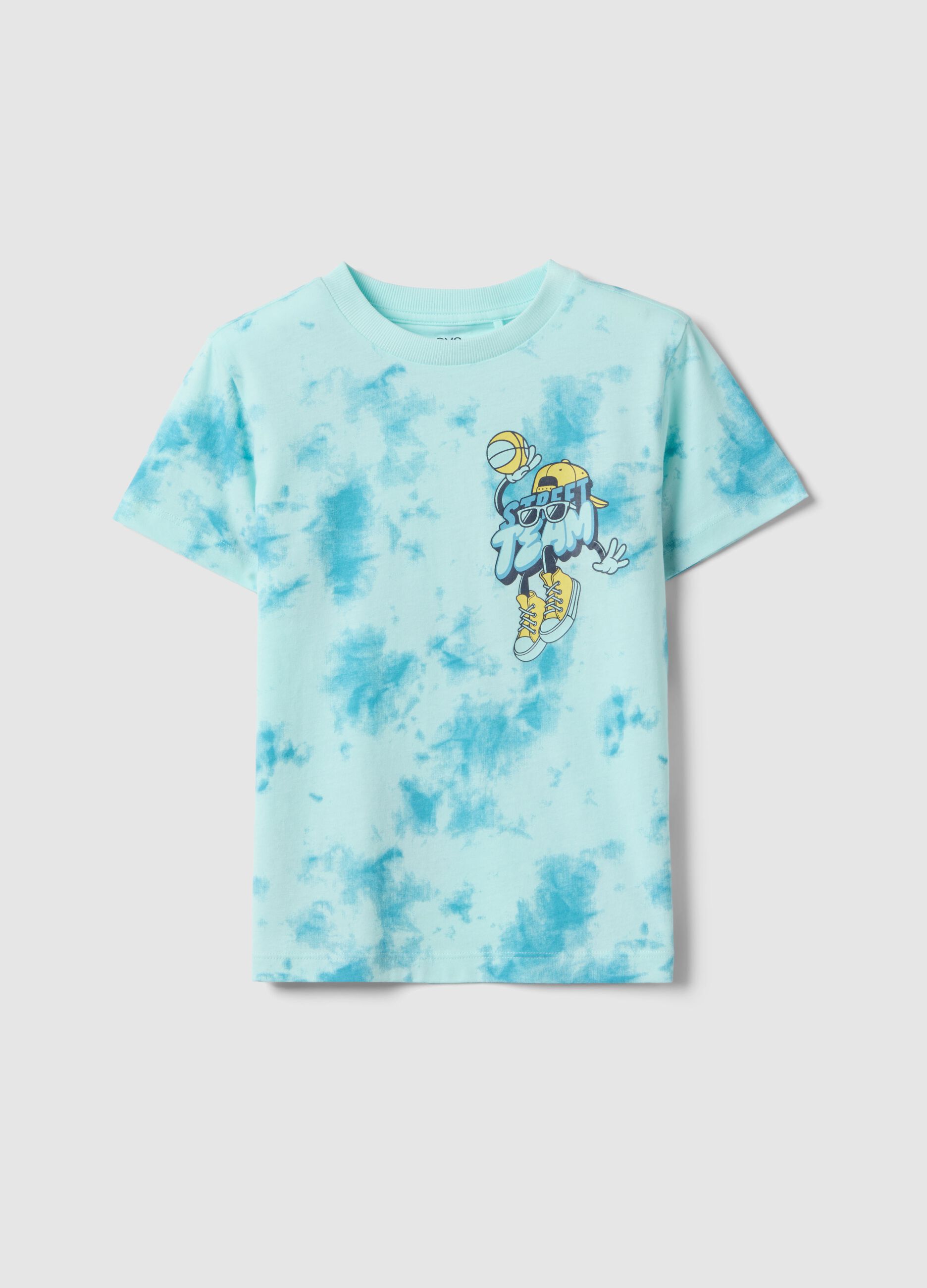 Children's blue tie-dye pure cotton T-shirt regular fit