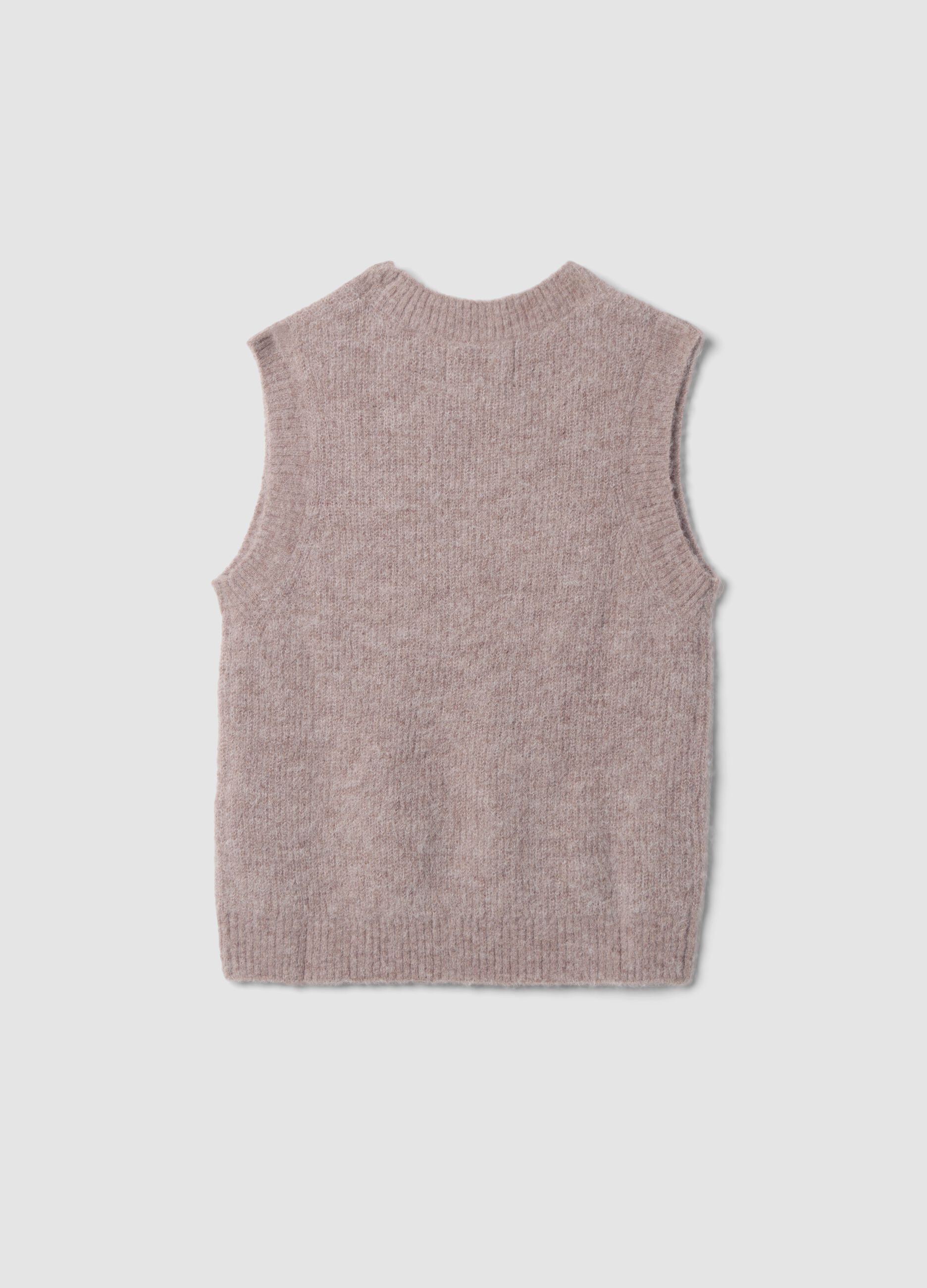 Pink alpaca and stretch wool crew-neck gilet