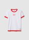 White pure cotton T-shirt regular fit with red trims_0