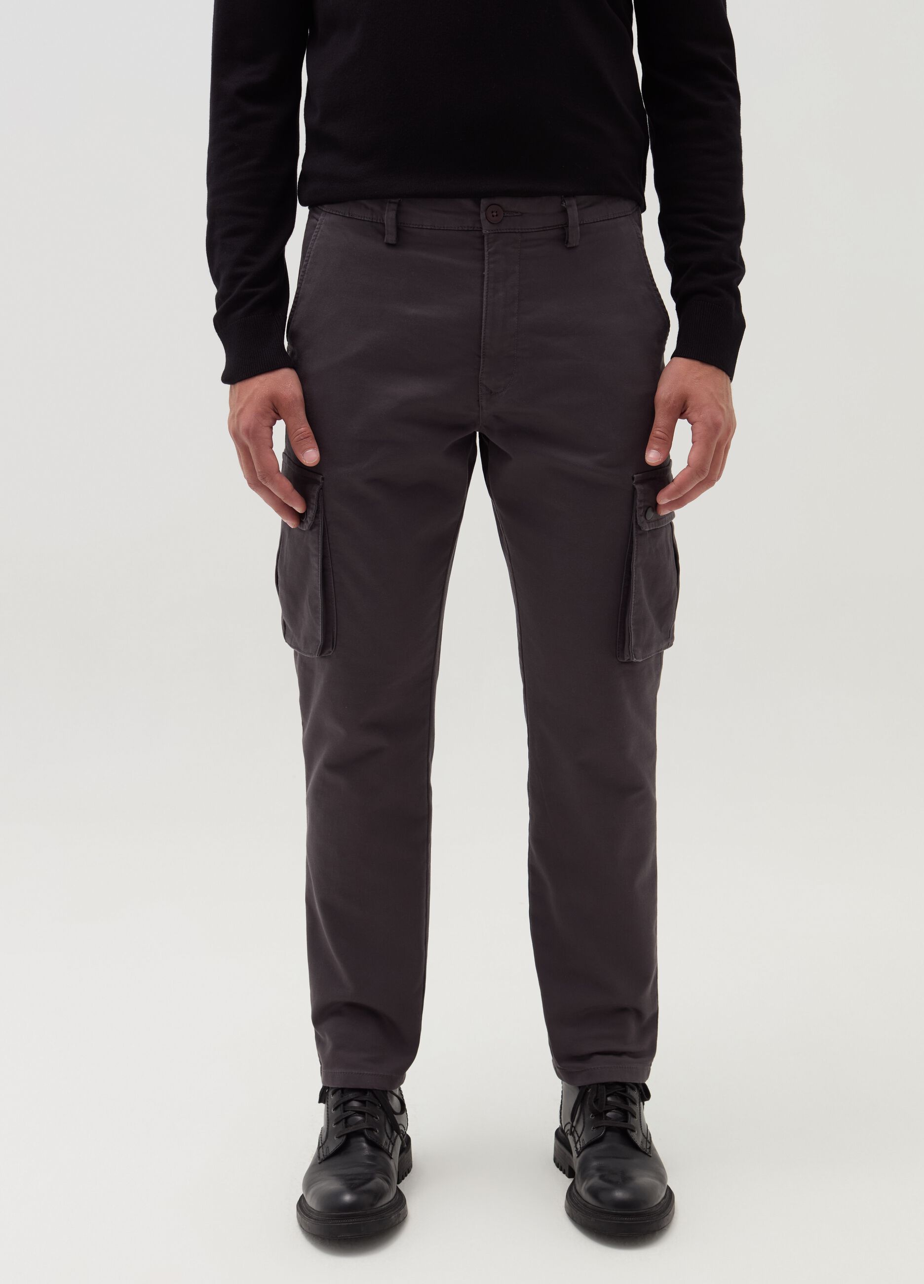 Pantalone cargo in cotone stretch