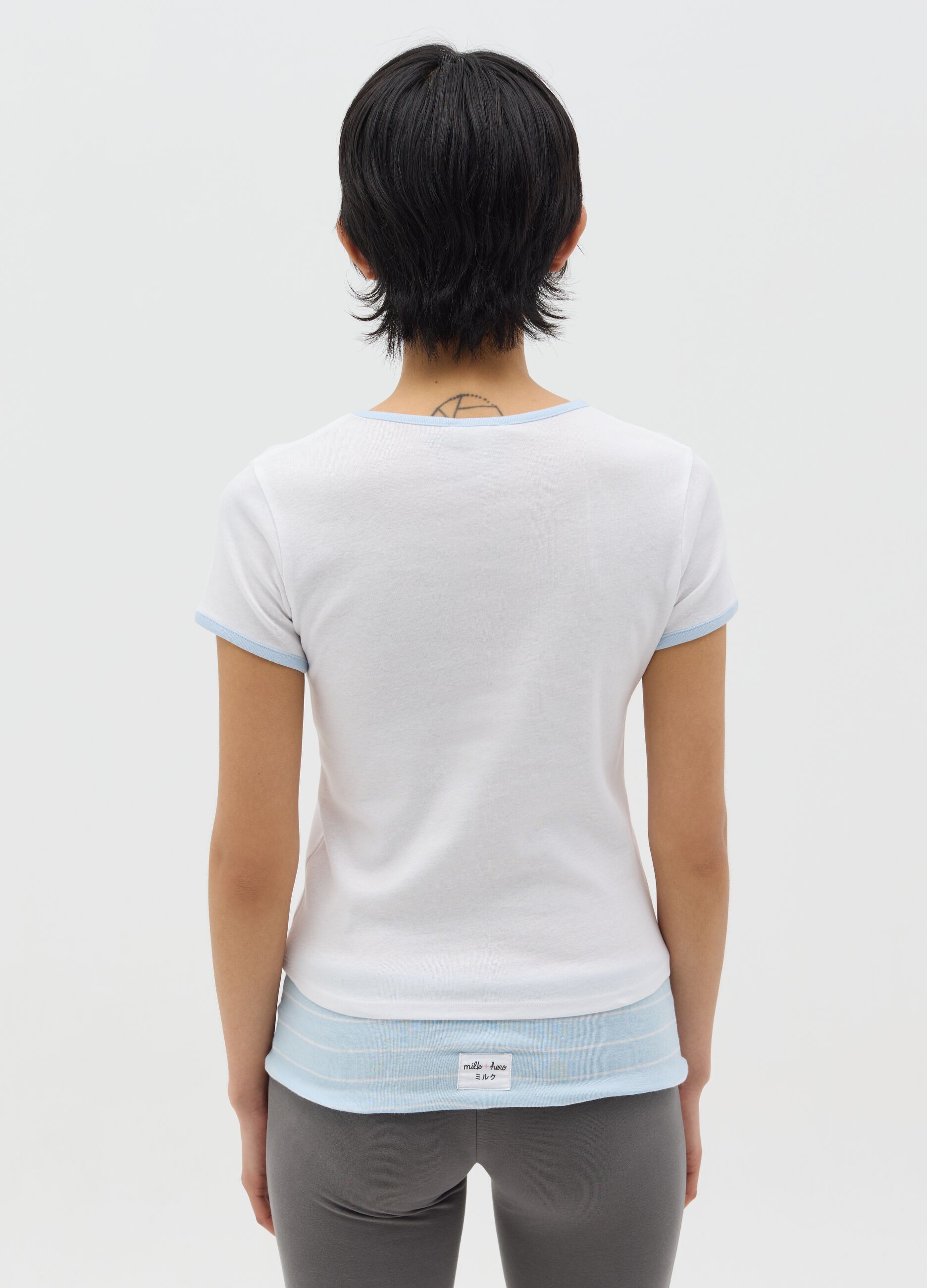 White slim-fit T-shirt in cotton