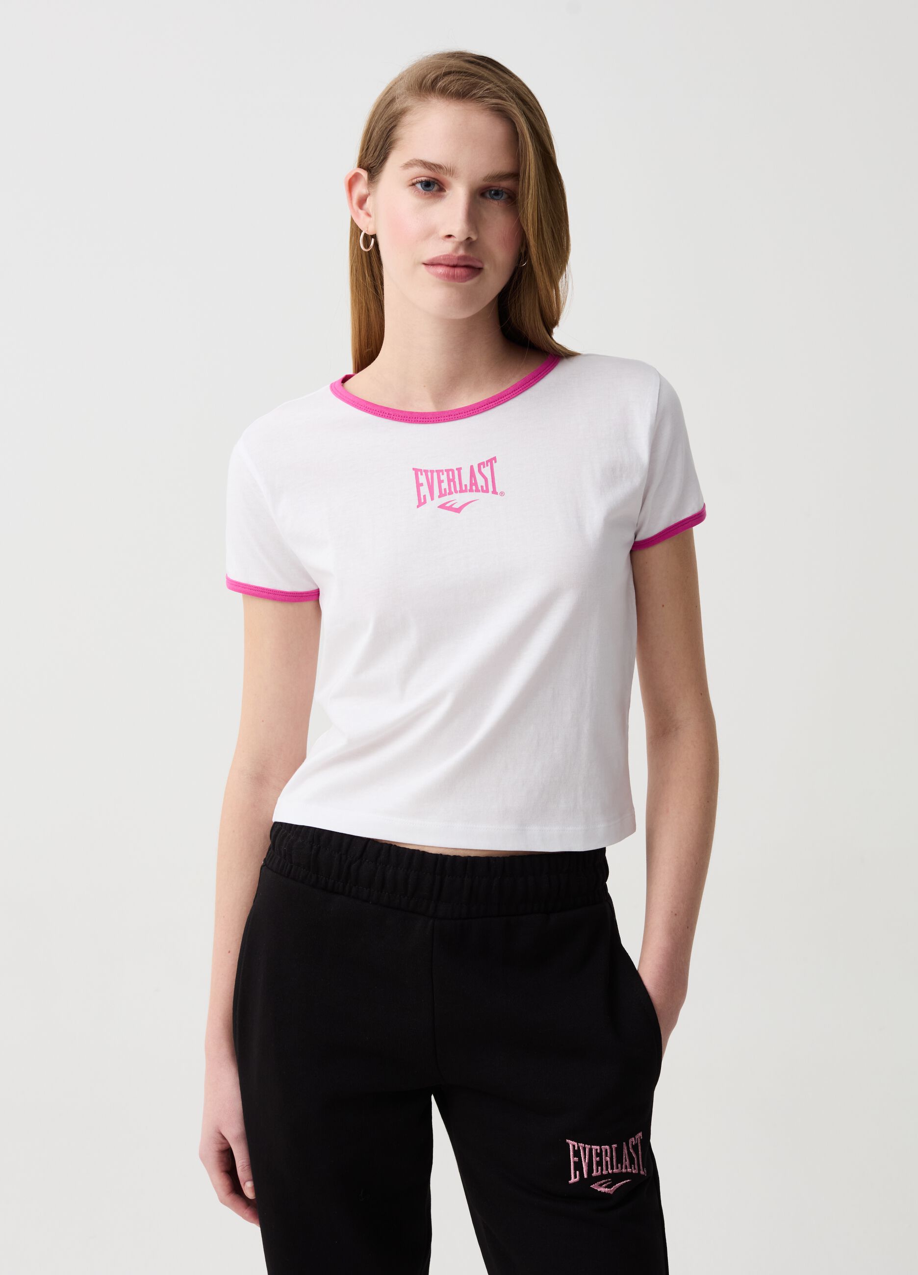 T-shirt with contrasting edging and logo print