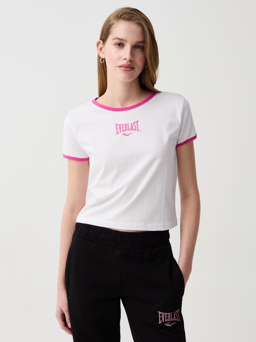 T-shirt with contrasting edging and logo print_0