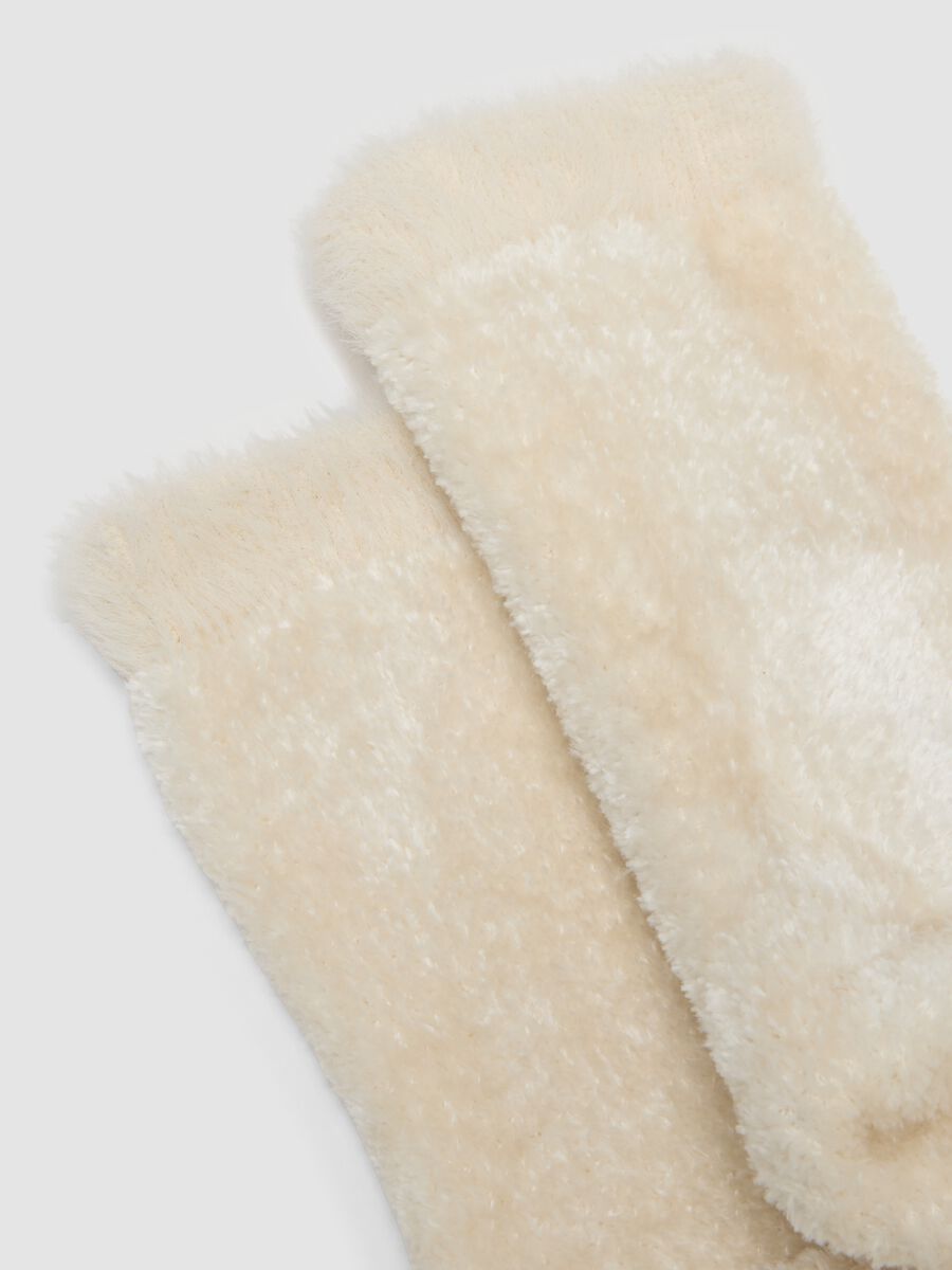 White plush-effect stretch-fabric socks_1