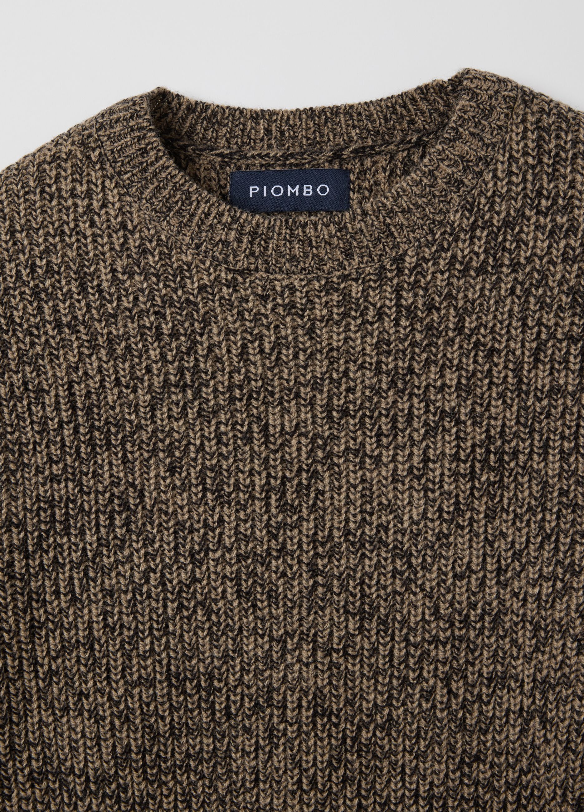 Brown round neck sweater regular fit