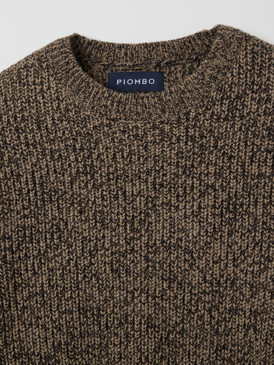 Brown round neck sweater regular fit_1