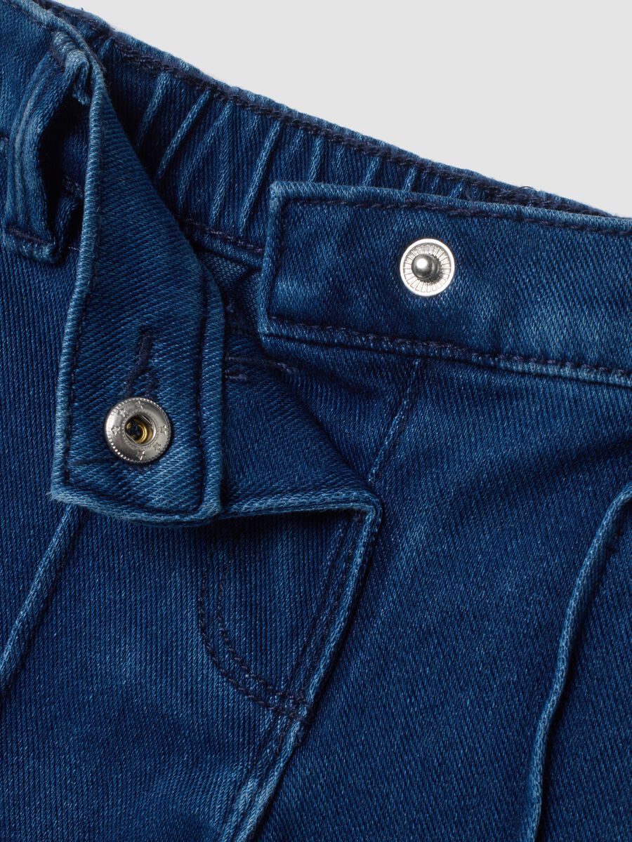Dark blue wide-leg stretch cotton jeans_2