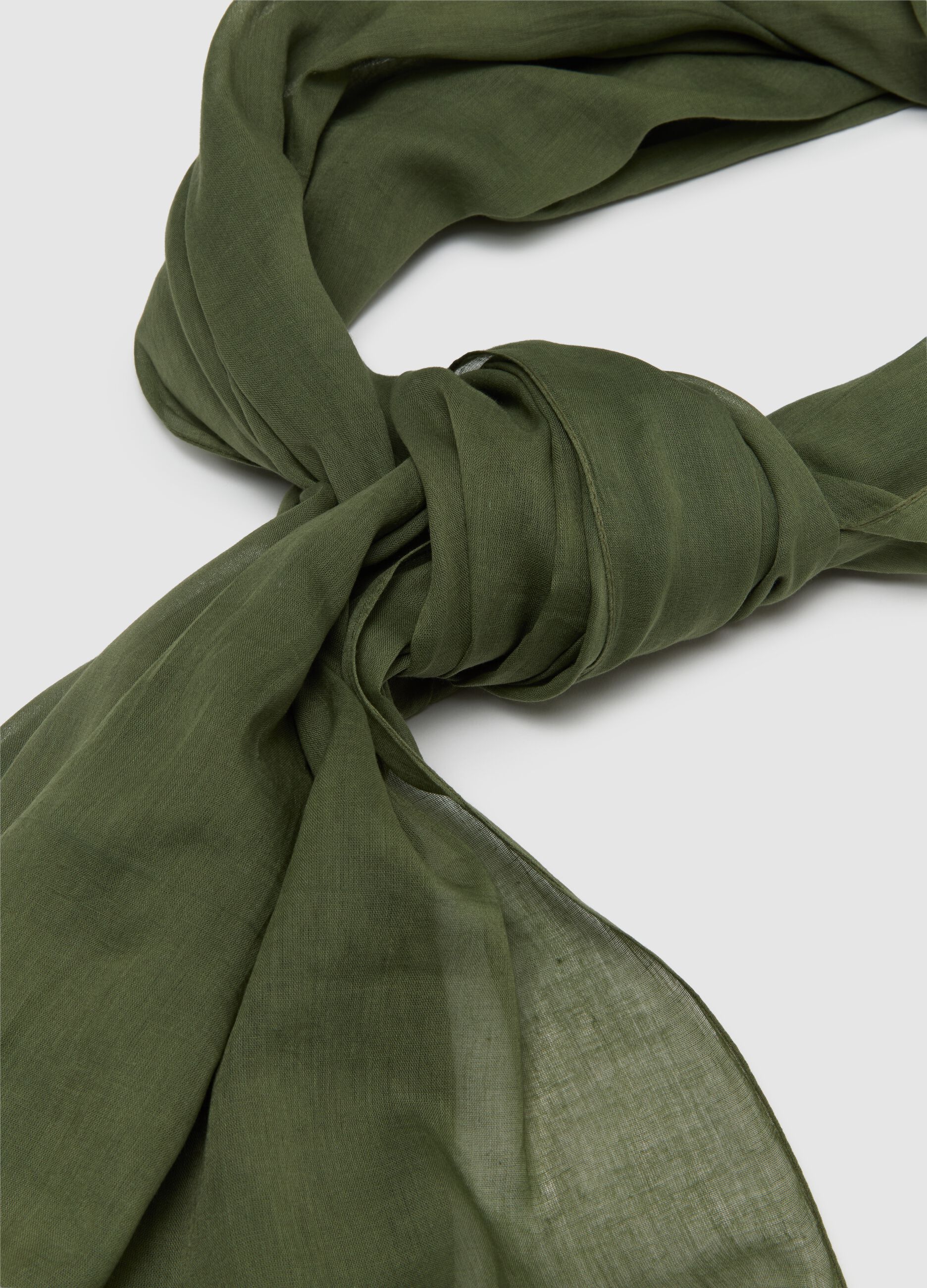 Sciarpa da uomo in puro cotone verde con frange
