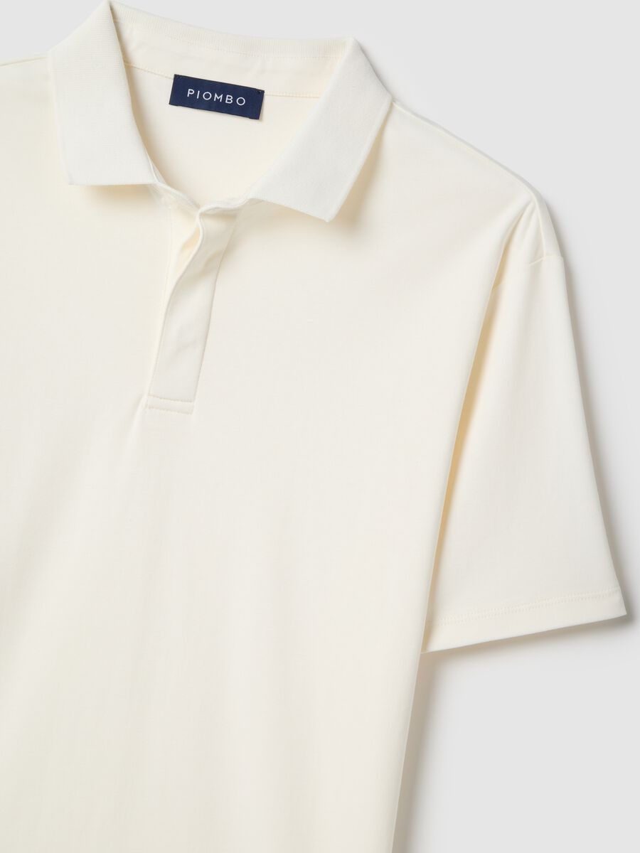 White short sleeve polo in pure cotton regular fit_5