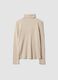 Maglia beige in misto viscosa a coste con girocollo_4