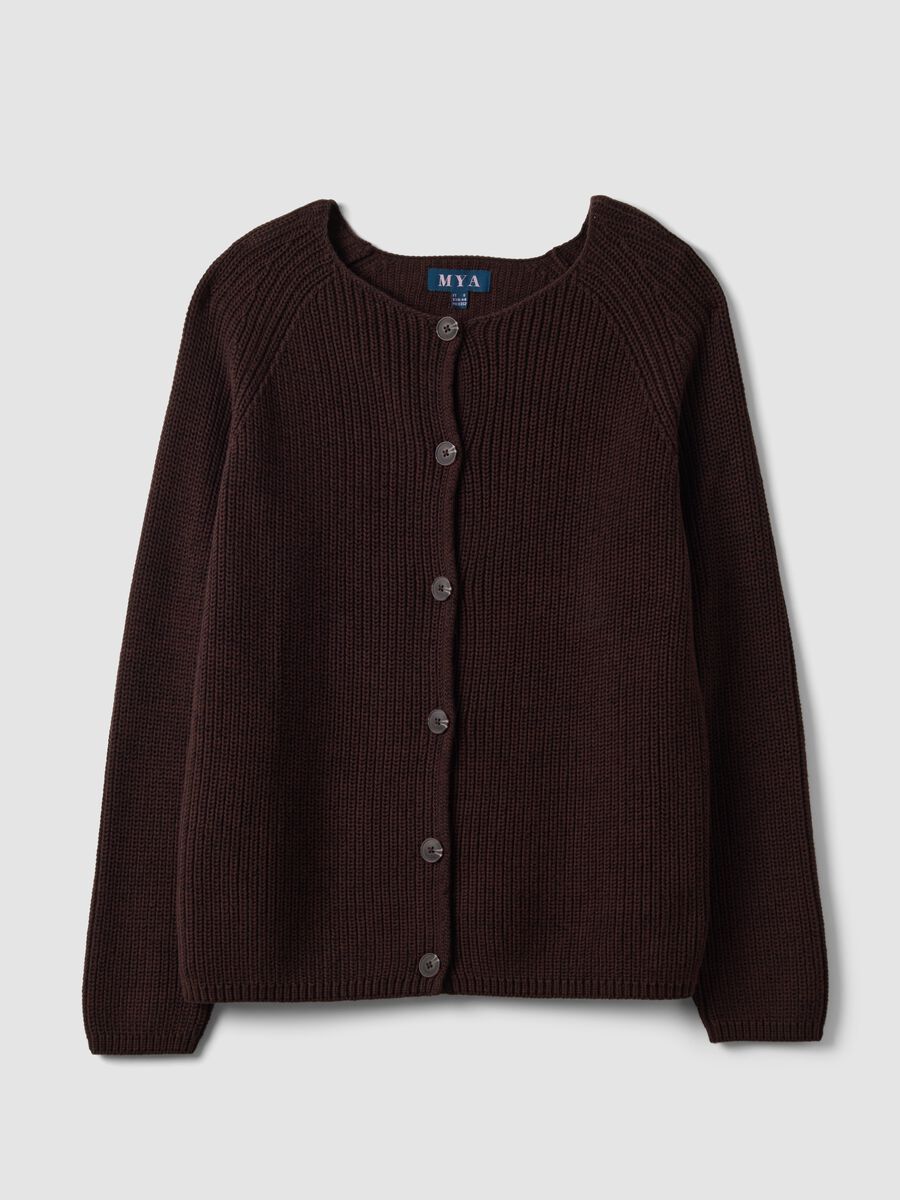 Multicolour pure cotton crew-neck cardigan, regular fit_4