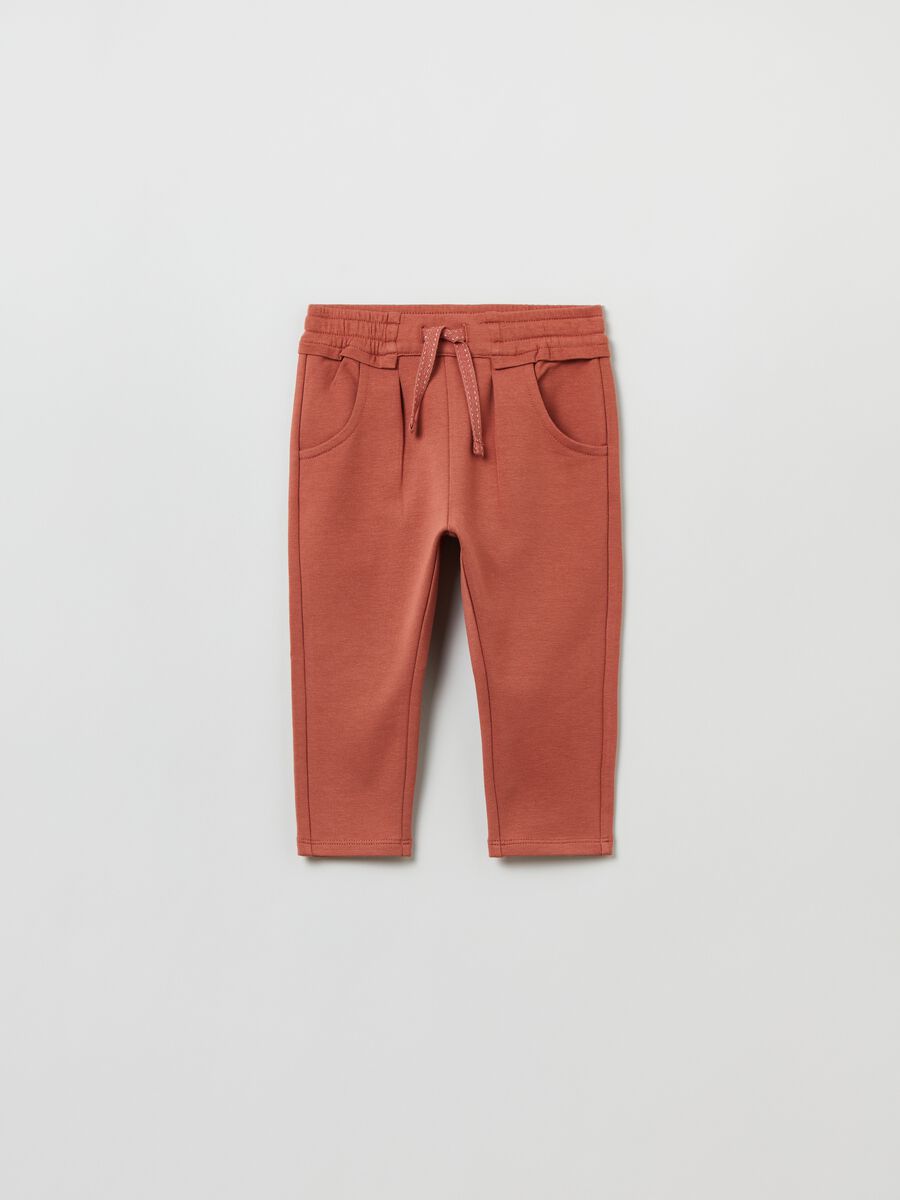 Joggers in cotone stretch con coulisse_0